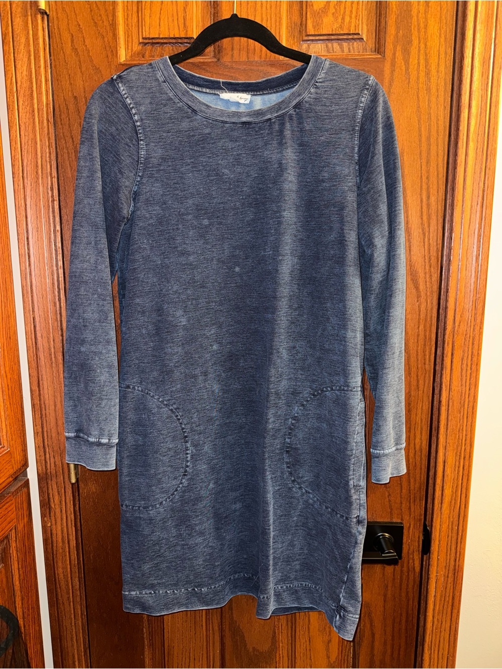 Jane and Delancey Washed Navy Long-Sleeve Pocket Dress